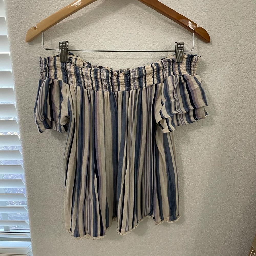 Off the shoulder striped blouse